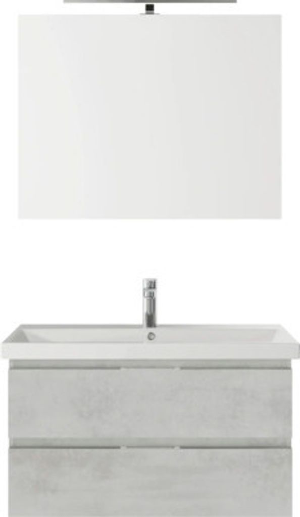 Badmöbelset 3-teilig Pelipal Serie 4035 BxHxT 90 x 200 x 43,5 cm Frontfarbe grau mit Waschtisch Keramik weiß und Keramik