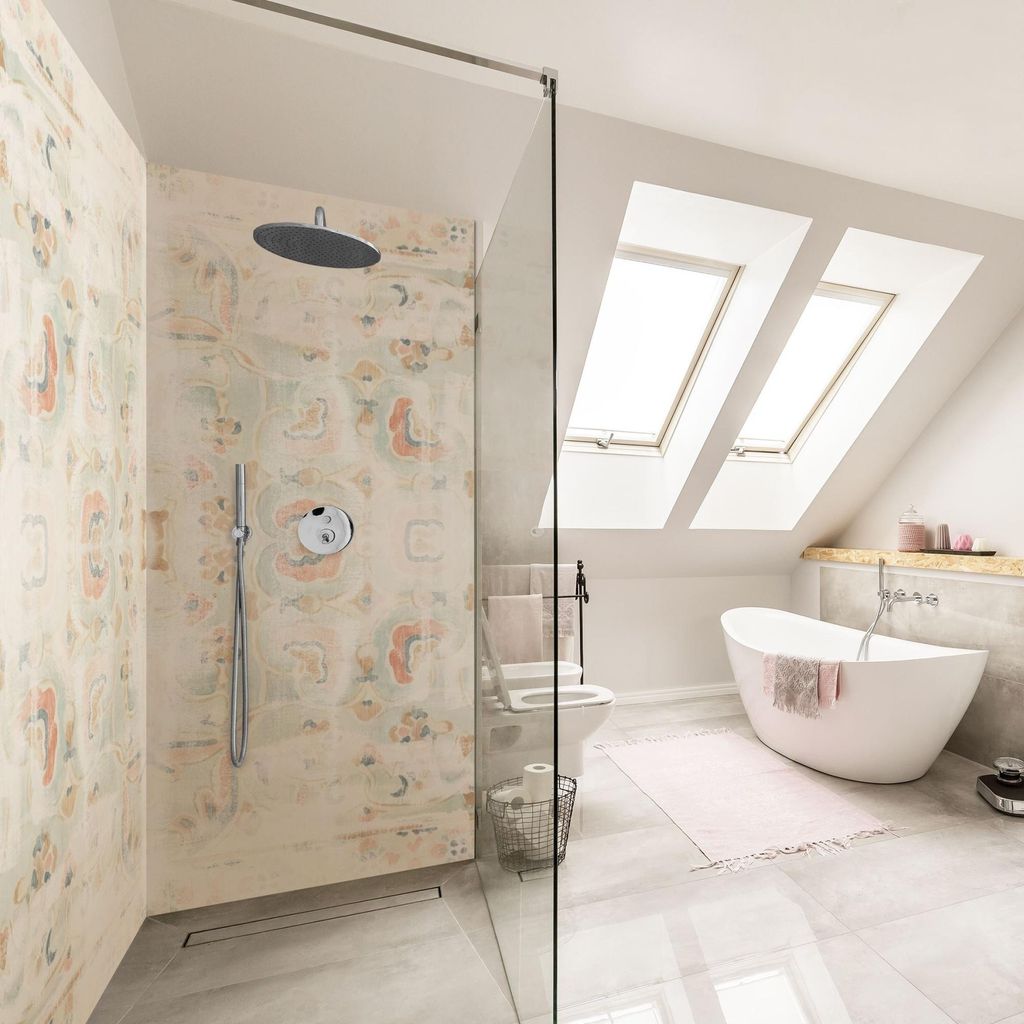 Duschrückwand Muster selbstklebend - 0.61 mm Wandpaneel wasserfest Ornament beige Orientalisch Badrückwand fugenlos Premium matt 100x190 cm