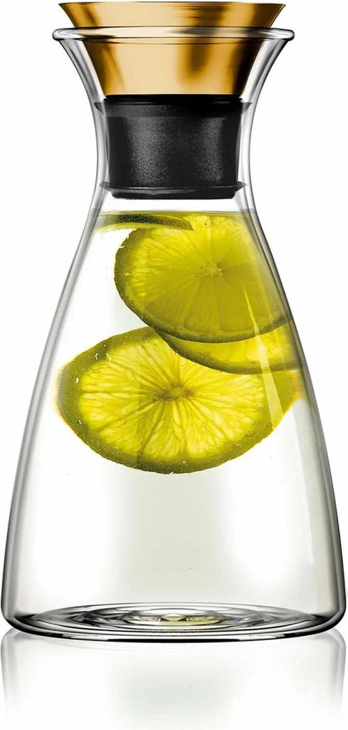 Eva Solo Tropffreie Karaffe, Borosilikatglas, PVD-beschichteter Edelstahl, Silikon, Brass, 1 L, 568060