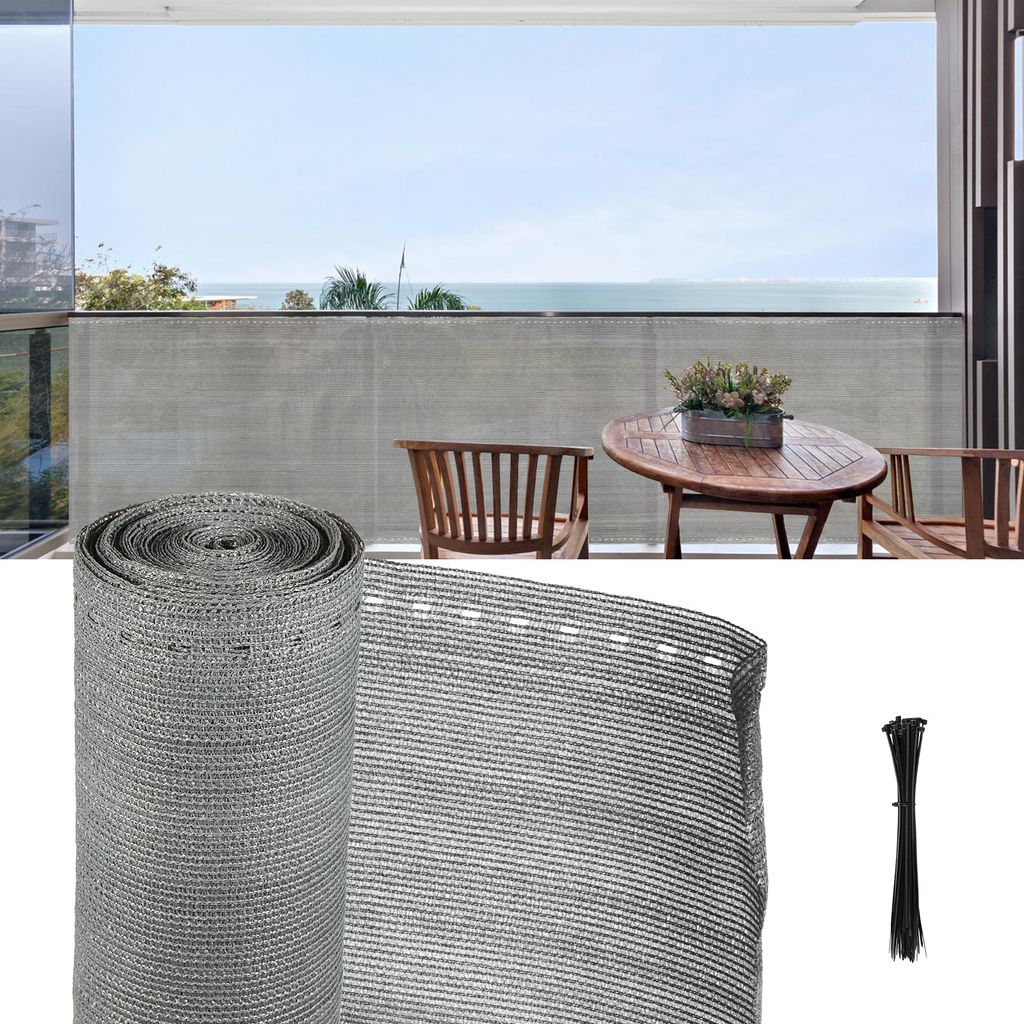 Clanmacy 1,8x25m Zaunblende Sichtschutz, 150g/m² HDPE, Tennissichtschutz, Anthrazit, Sonnenschutz, Windschutz, mit Kabelbindern
