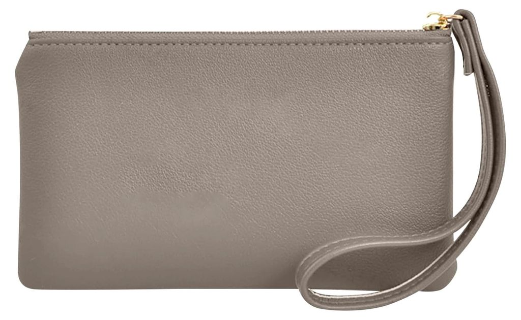 Geldbörse Portmonee, Kunstleder, Reißverschluss, einfarbig, Unterarm-Geldbörse, Clutch-Geldbörse