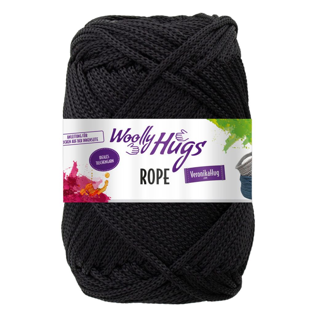 Woolly Hugs ROPE 200 g vielseitiges und ideales Taschengarn 140 m Farbe 099 - schwarz