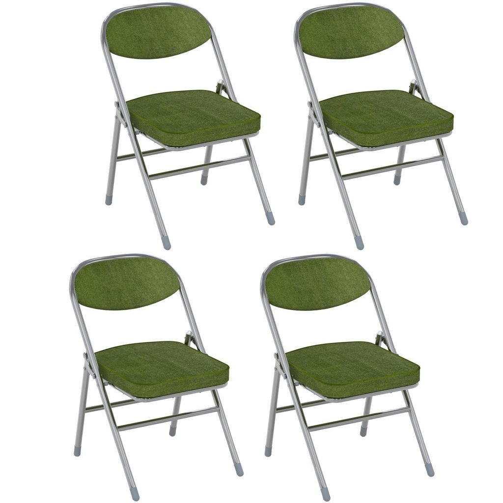 Klappstuhl 4er Set Lounge-Sessel mit Corduroy Polster Produktbild 