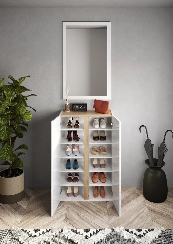 Armoire Compacte 2 Portes : Solution de Rangement Gain de Place Blanc
