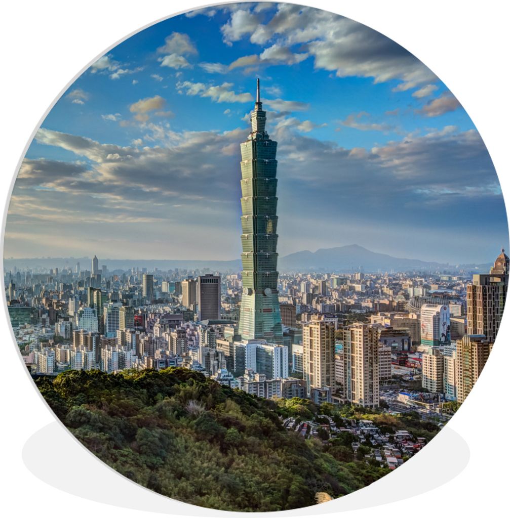 MuchoWow Rundes Wandbild - Runde Bilder Der Taipei 101 in Taiwan am Nachmittag Ø 60 cm Kreis Wanddekoration Kunststoff - Wandkreis - Wandschmuck...