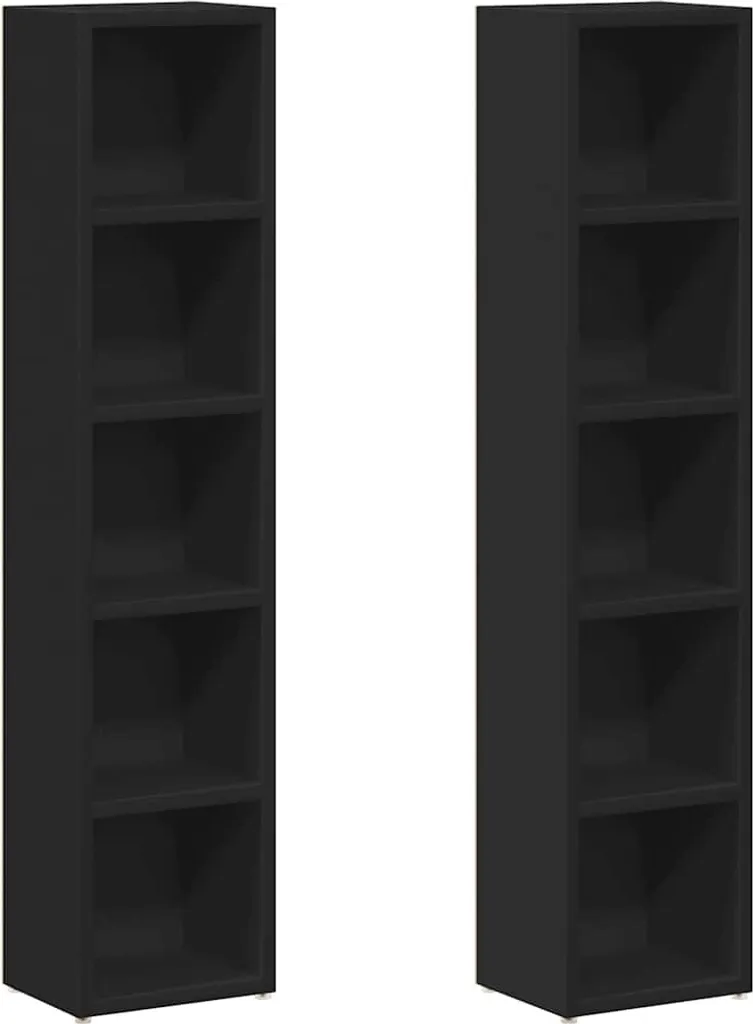 Scaffali per CD 2 pezzi neri 21x16x93,5 cm in legno