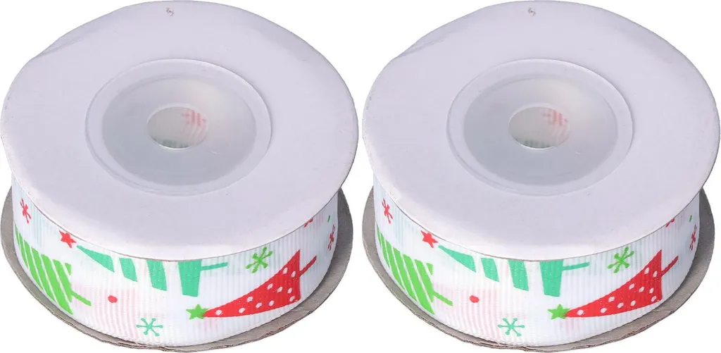 Set 2 Nastri Natalizi Bianchi 10m - Stampa Albero Decorativa Premium