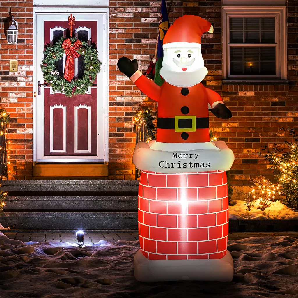 Père Noël gonflable lumineux LED 210 cm résistant aux intempéries rouge - 2
