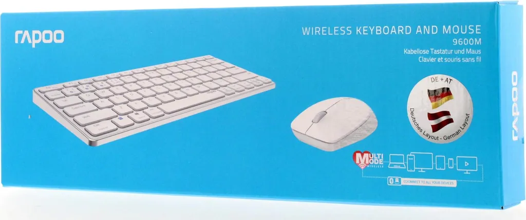 Rapoo 9600M Blanc Ensemble Clavier et Souris Sans Fil Multi-mode