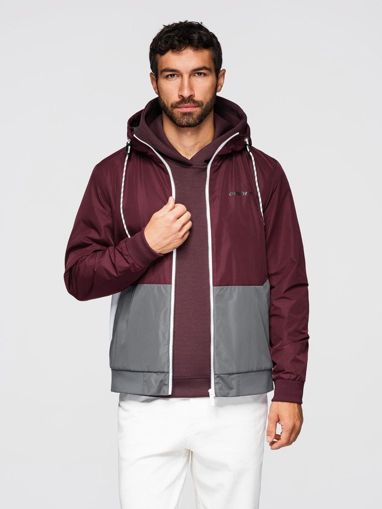 OMBRE Herren Jacke Paneldesign reguläre Passform OM-JANP-0242 burgundy M