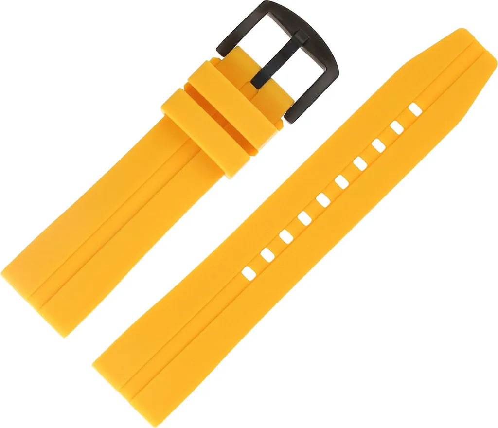 Bracelet Silicone Anti-Sueur Jaune C442 : Confort et Fixation Noire sûre