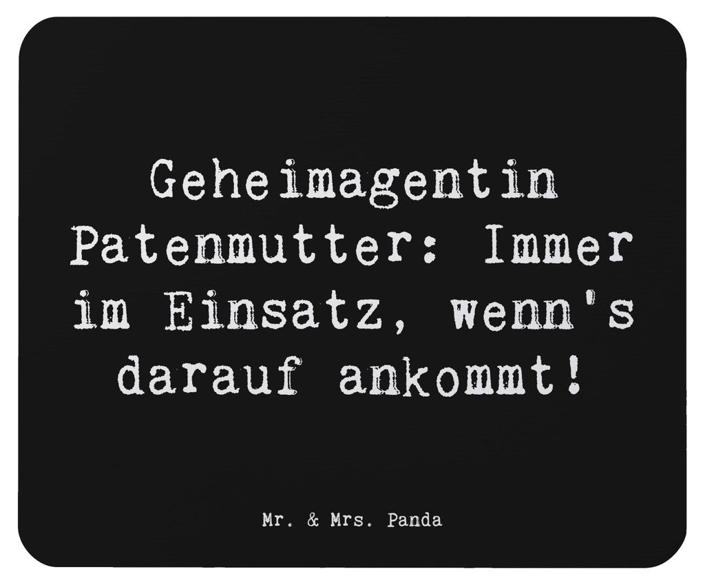 Mr. & Mrs. Panda Mauspad Spruch Geheimagentin Patenmutter - Schwarz - Geschenk, Geheimagent, Familie, Geschenke für Paten, Mousepad, Herzlichkeit,...
