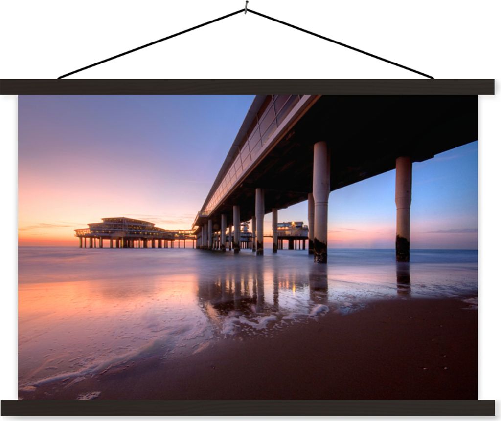 MuchoWow Textilposter Meer - Brücke - Niederlande 60x40 cm mit schwarzem Rahmen - Hölzernes