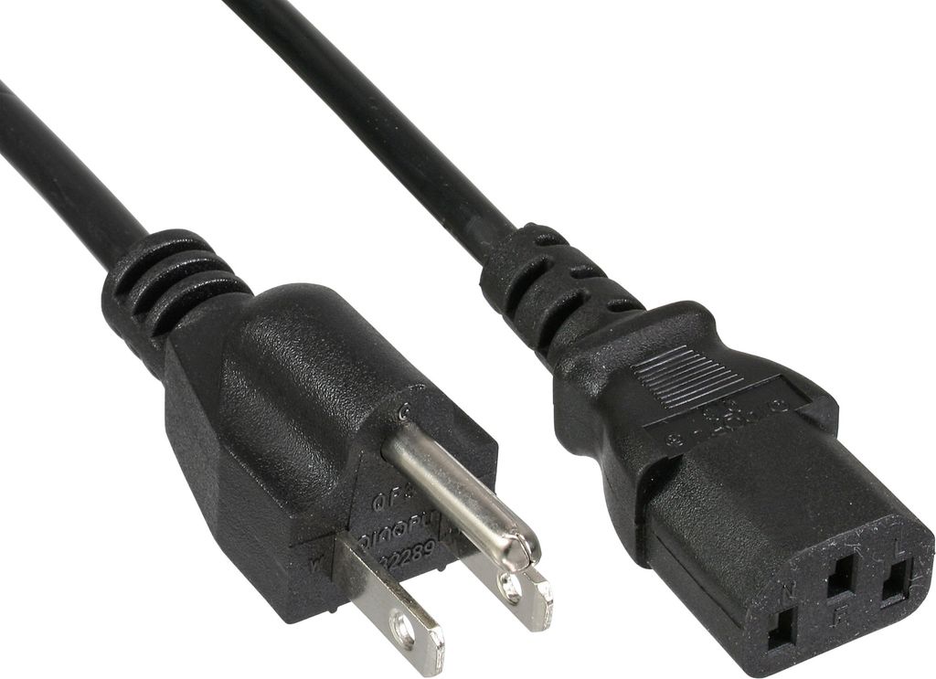 InLine B-16652U 40er Bulk-Pack Netzkabel, Netzstecker USA auf Kaltgerätestecker C13, 1,8m