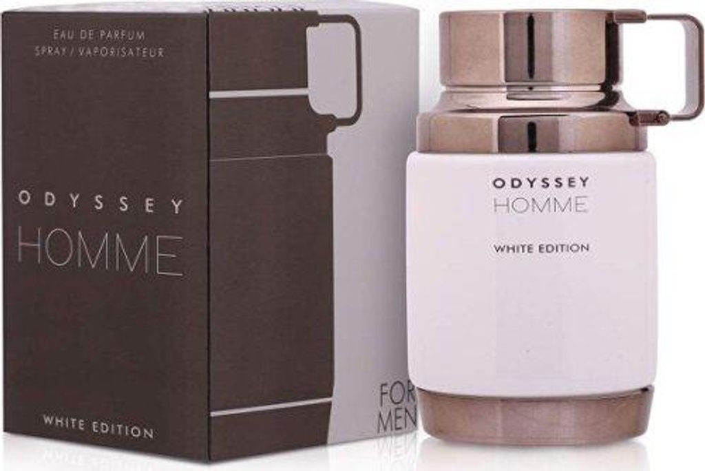 A product shot of a perfume bottle and its packaging.