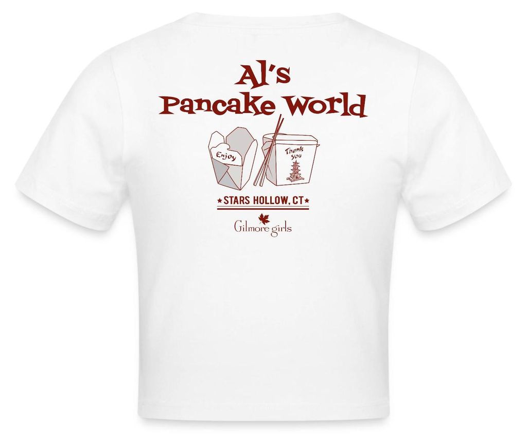 Spreadshirt Gilmore Girls Al's Pancake World Design Crop Top, L, Weiß