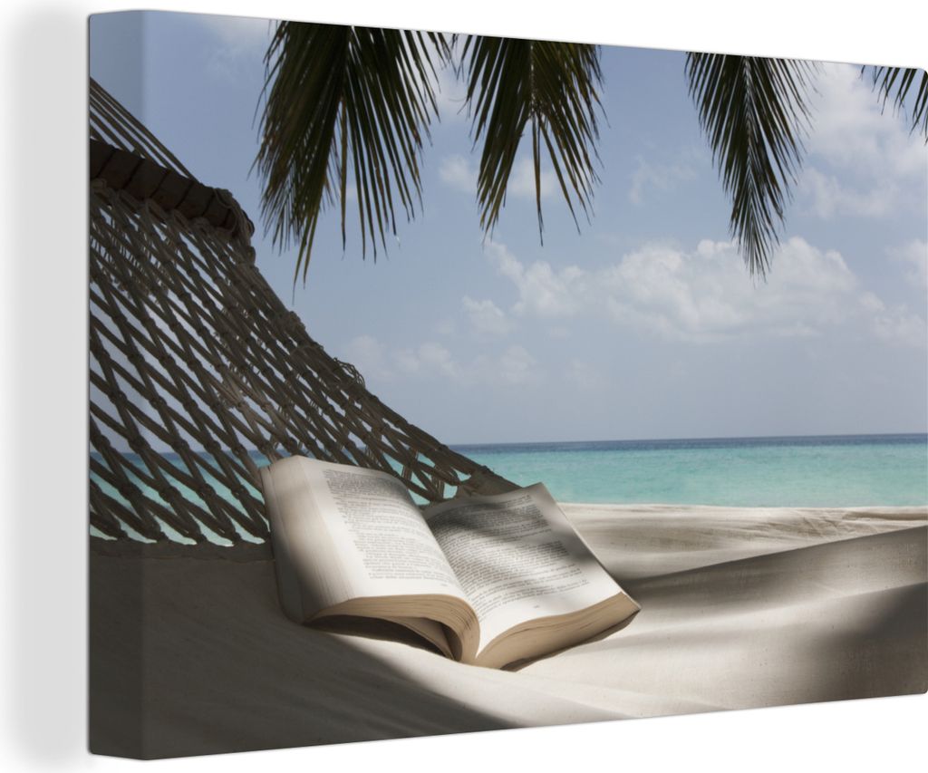 OneMillionCanvasses - Leinwandbilder - 140x90 cm, Buchen Sie in einer Hängematte auf einer tropischen Insel, Wandbilder Kunstdruck Wanddekoration
