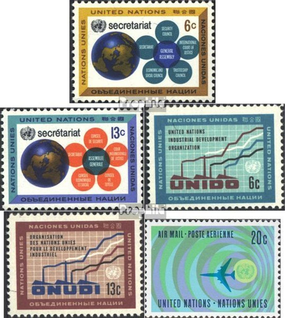 Briefmarken UNO - New York 1968 Mi 196-197,200-201,202 (kompl.Ausg.) gestempelt Sondermarken