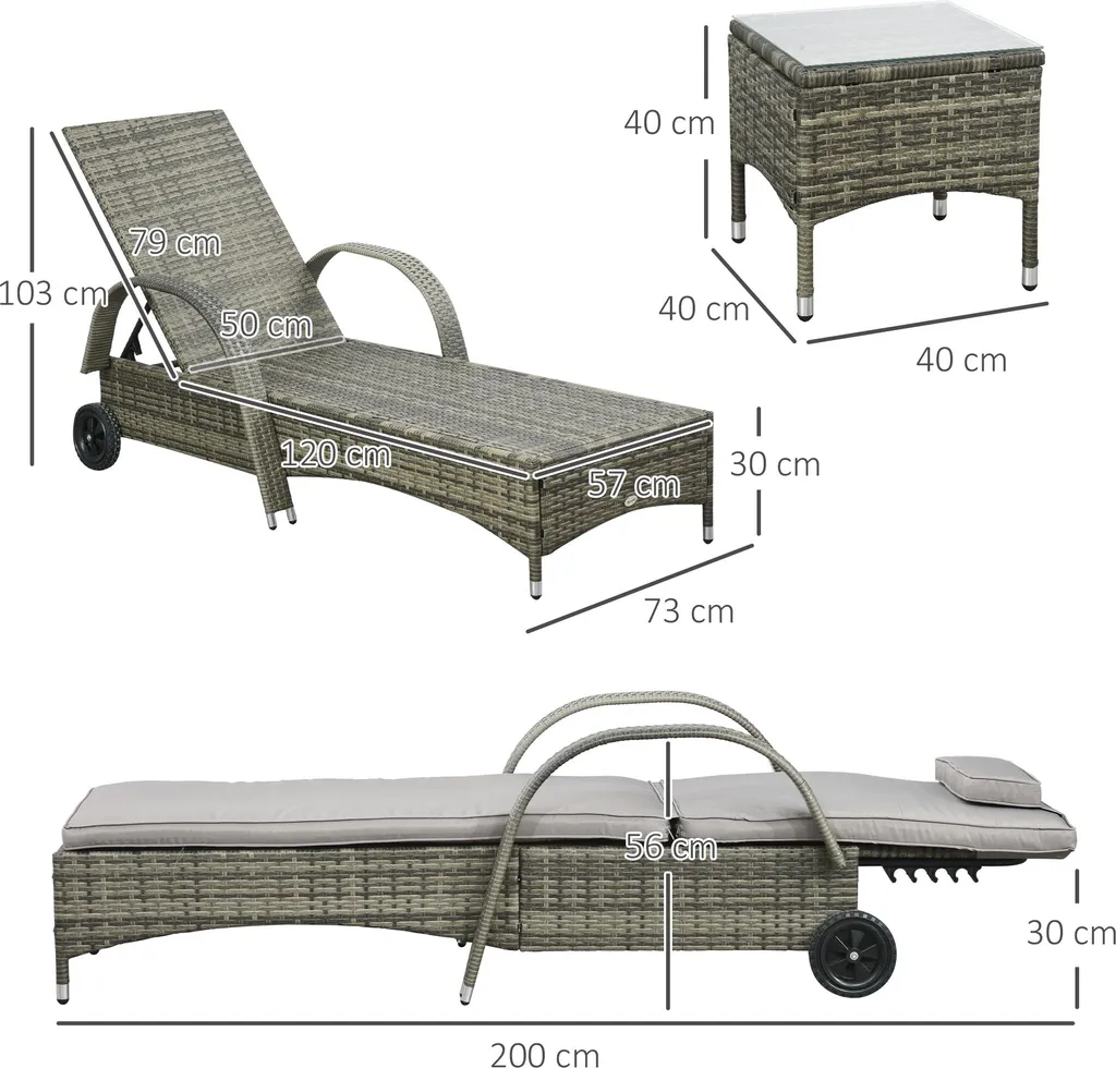 Ensemble Détente Terrasse : 2 Transats Confortables et Table Basse
