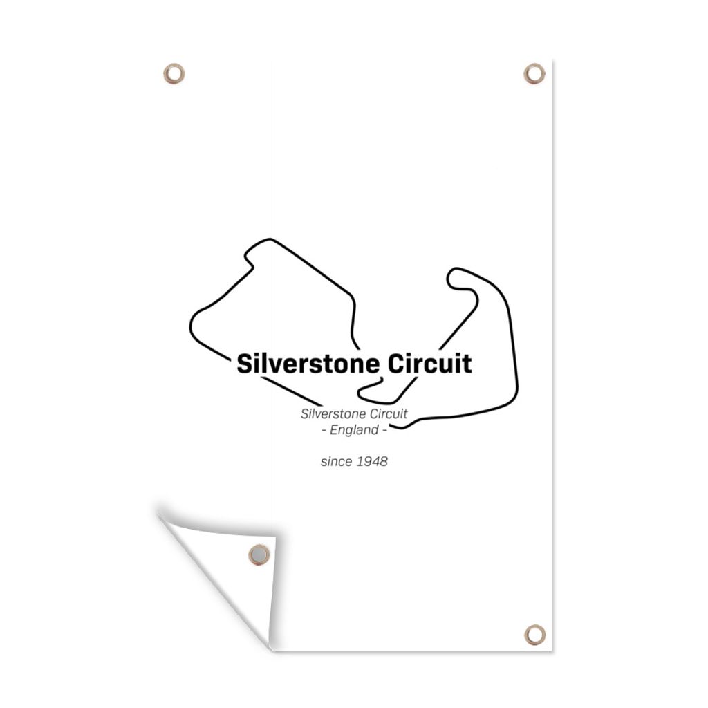 MuchoWow 60x90 cm Outdoor-Poster Gartendeko Sichtschutz Garten Poster für den Garten Silverstone - Formel 1 - Rennstrecke