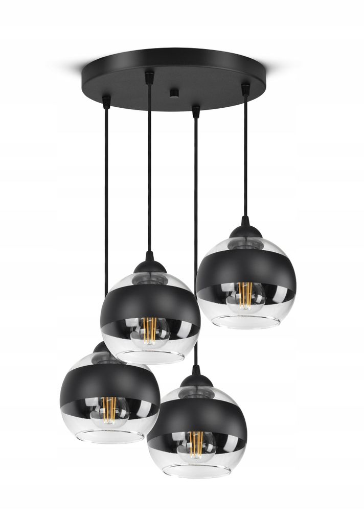 Lampa Wisząca Sufitowa Żyrandol Czarna Szklane Kule Black Zdjęcie produktu 