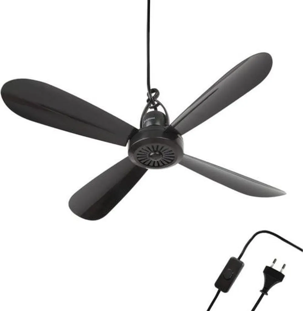 Ventilatore da soffitto nero Ø 40 cm portatile | Silenzioso 25dB 5W