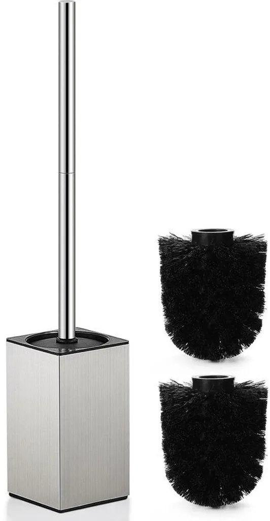 Brosse WC inox argentée 2 brins avec système de séchage rapide actif
