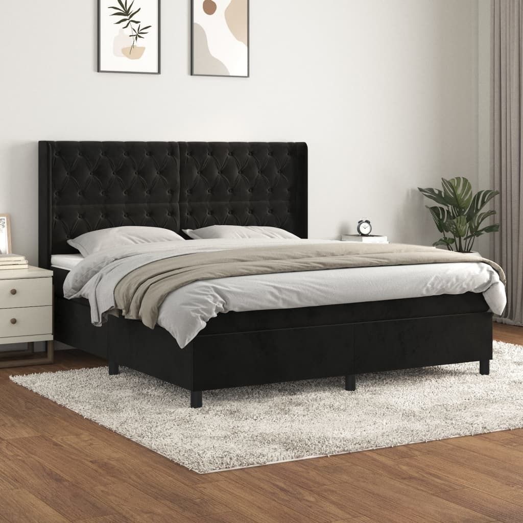 Maison Exclusive - Boxspringbett mit Matratze Schwarz 160x200 cm Samt
