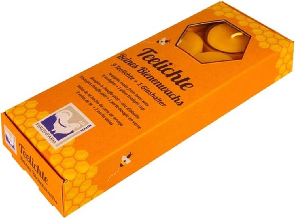 Bougies à réchaud en cire d'abeille avec porte-bougie en Image du produit 
