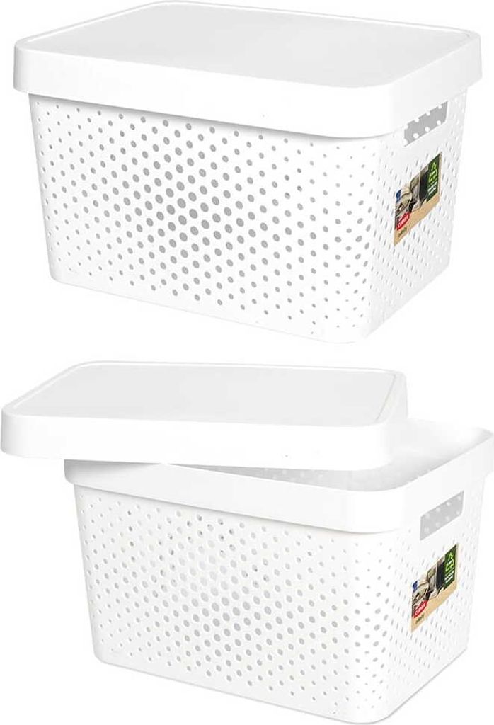 Úložný box Infinity s vekom biely bodky 17 l Obrázok produktu 13