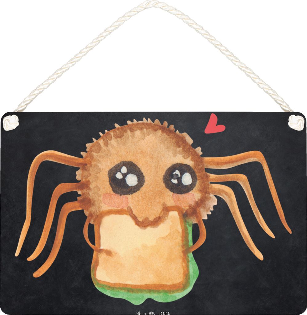 Mr. & Mrs. Panda holzbild Spinne Agathe Sandwich DIN A5 - Kreidetafel - Geschenk, Türschild, Lebensfreude, Schild, Wandbild Holz, Glück, Verfress...