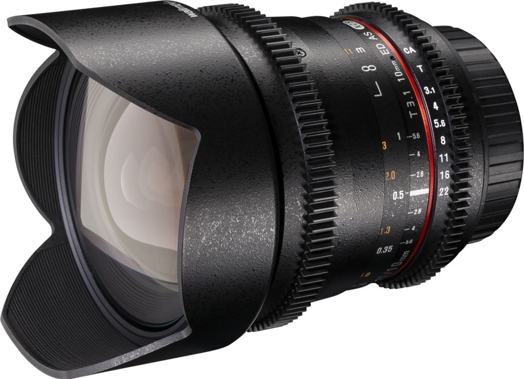 Walimex Pro 10mm 1:3,1 VCSC-Weitwinkelobjektiv (inkl. Gegenlichtblende, IF, Zahnkranz, stufenlose Blende und Fokus) für Canon EF-S Objektivbajonet...