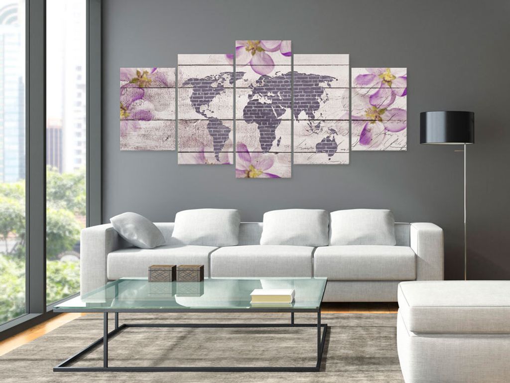Akustikbild Weltkarte 200x100 cm Bilder Akustikschaum Hochleistungsschallabsorber Schallschutz Leinwand 5 tlg Wandbild Raumakustik Schalldämmung k...