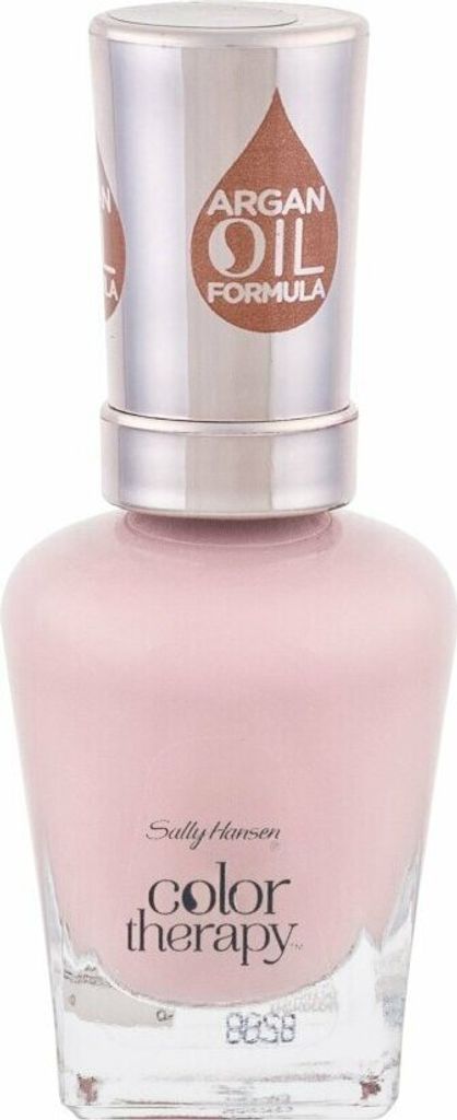 A bottle of Sally Hansen Color Therapy nail polish in Rosy Quartz.