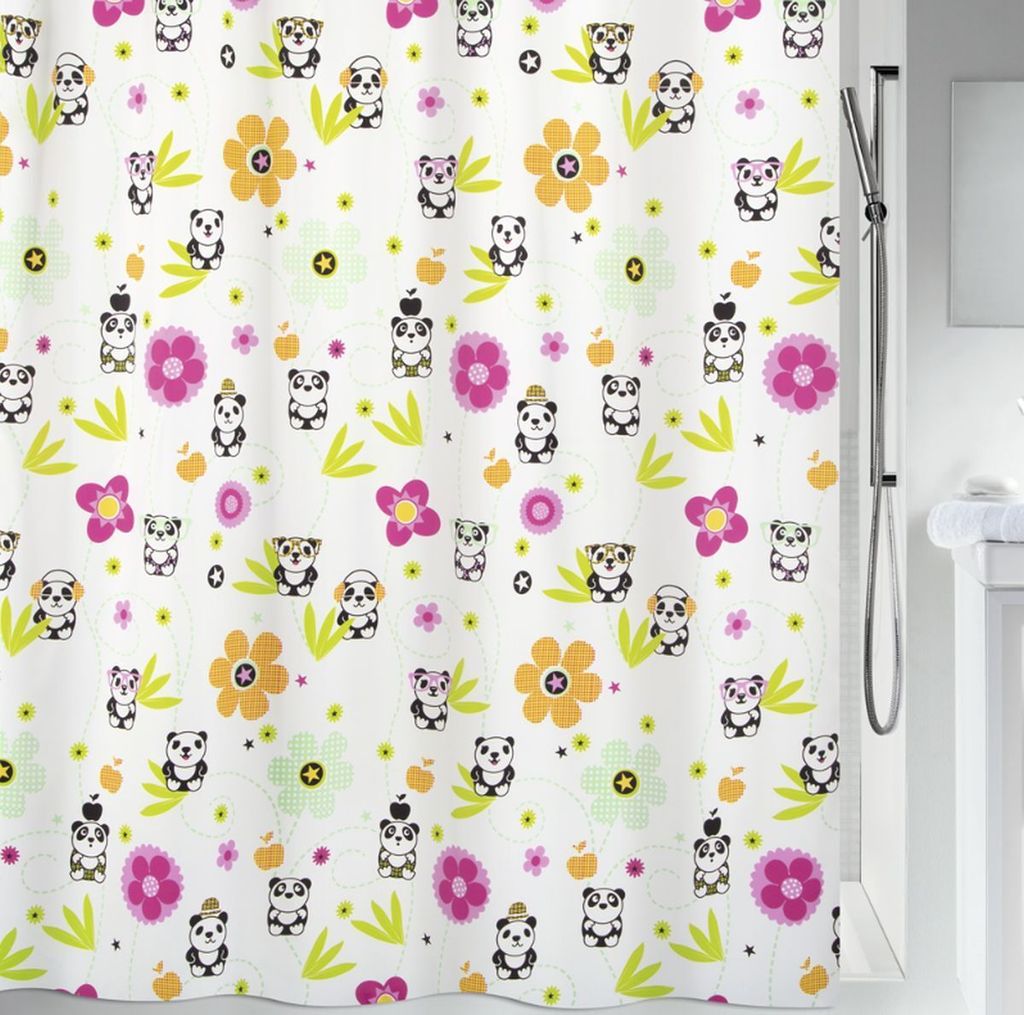 Spirella Anti-Schimmel Duschvorhang waschbar 180x200cm Panda