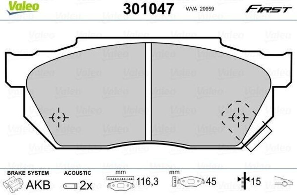 VALEO 301047 - OE 45022SA5000 Bremsbeläge, Vorne für Civic V