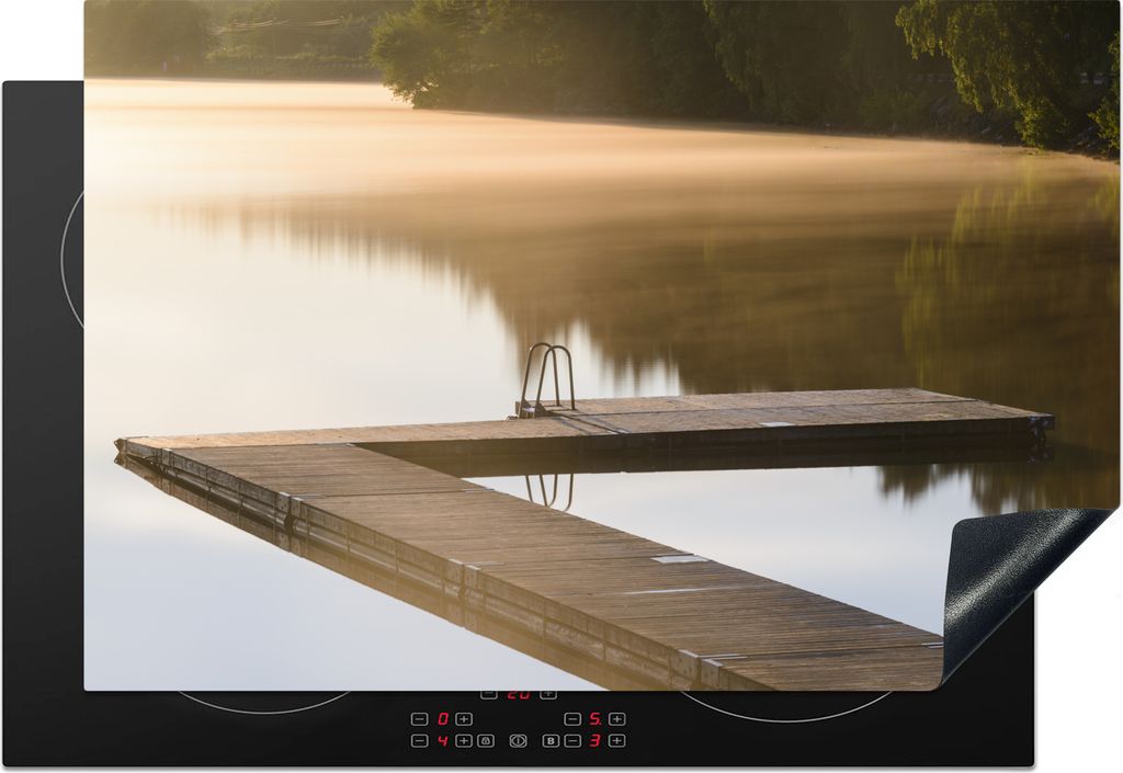 KitchenYeah Herdabdeckplatte Skandinavischer Steg über dem Wasser , 78x52cm, Küche Deko, Ceranfeld Herdabdeckung, Abdeckplatte fùr Kochfeld