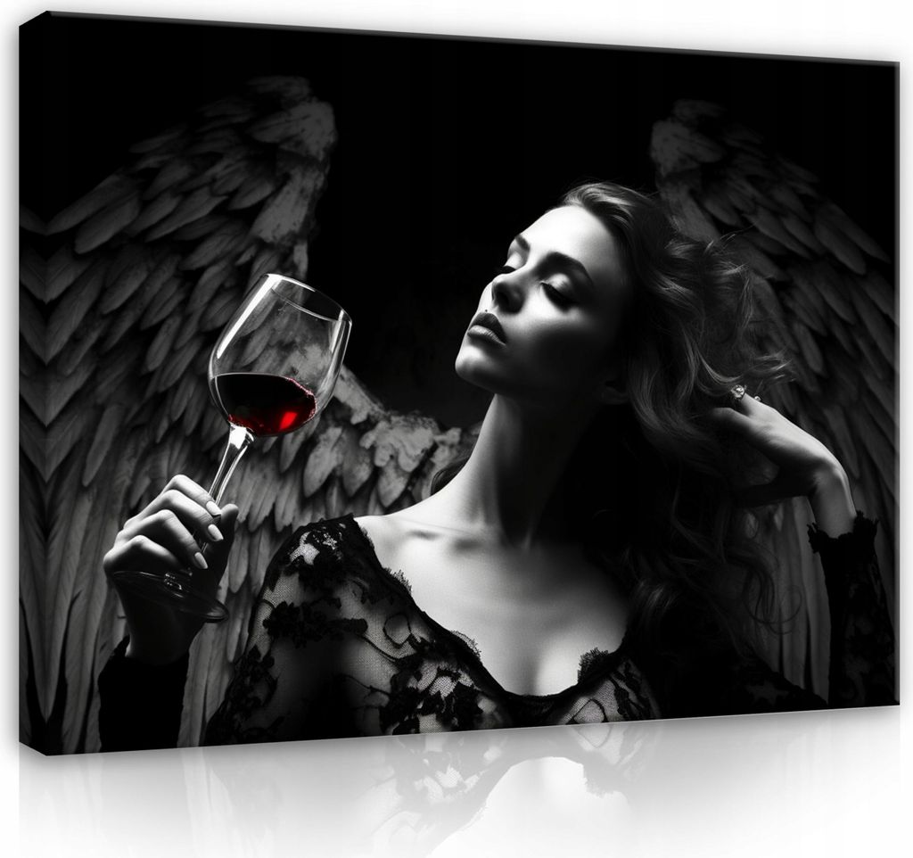 Leinwandbilder Engel Schwarz Frau Abstrakt 60x40 cm XXL Modern Canvas Bild auf Leinwand Bilder Leinwandbild Wandbilder Wohnzimmer Schlafzimmer