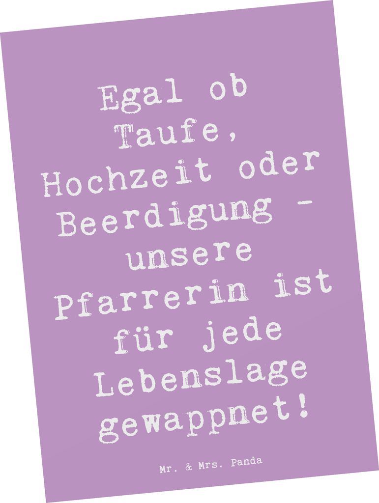 Mr. & Mrs. Panda Postkarte Spruch Pfarrerin Immer Da - Produktbild 