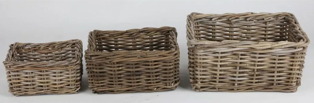 Set de 3 paniers en osier tressé pour rangement et déco de 23 à 37cm