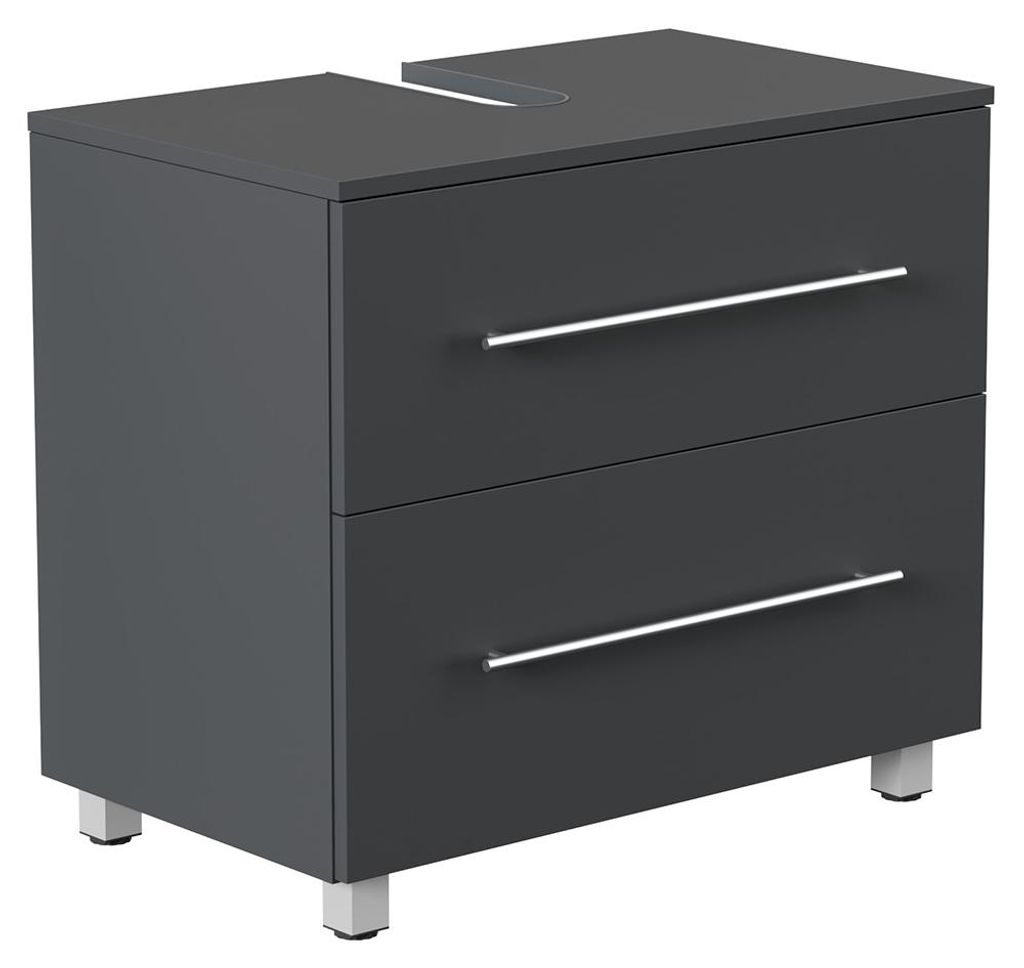 Badezimmer Waschbeckenunterschrank mit 70 cm Breite in graphit, 2 Schubladen, stehend - MONTEFANO-02