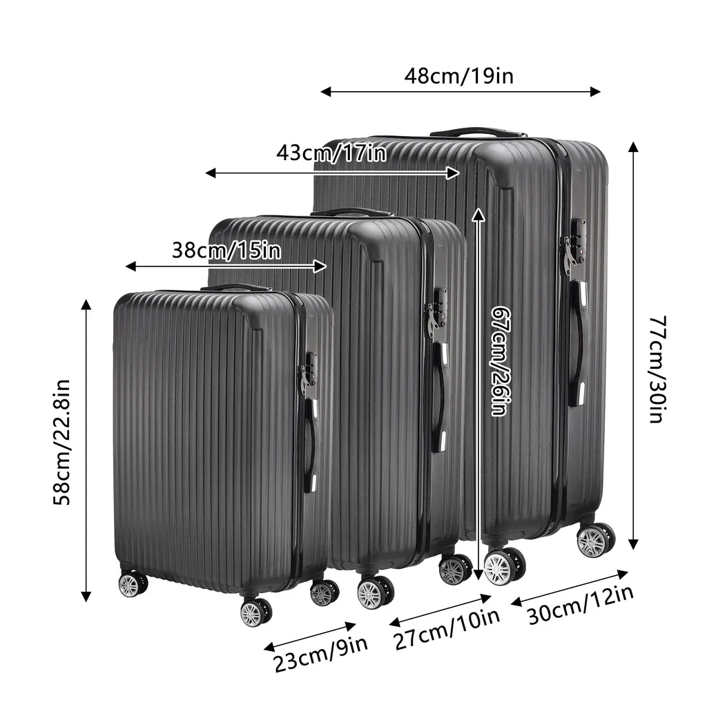Valise 30 pouces 750 mm noire au design léger et format empilable
