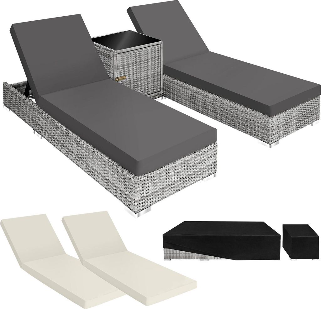 2 chaises longues en rotin avec structure en aluminium et Image du produit 