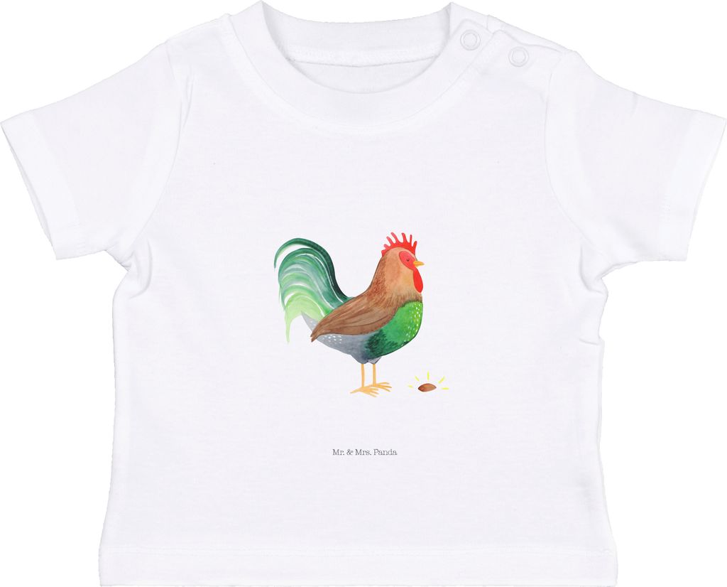 Mr. & Mrs. Panda T-Shirt Hahn Korn 0. - 6. Monat - Weiß - Geschenk, Baby, Oberteil, Jerseyshirt, Eier, Henne, Natur, Babyshirt, Bauernhof, Kinder