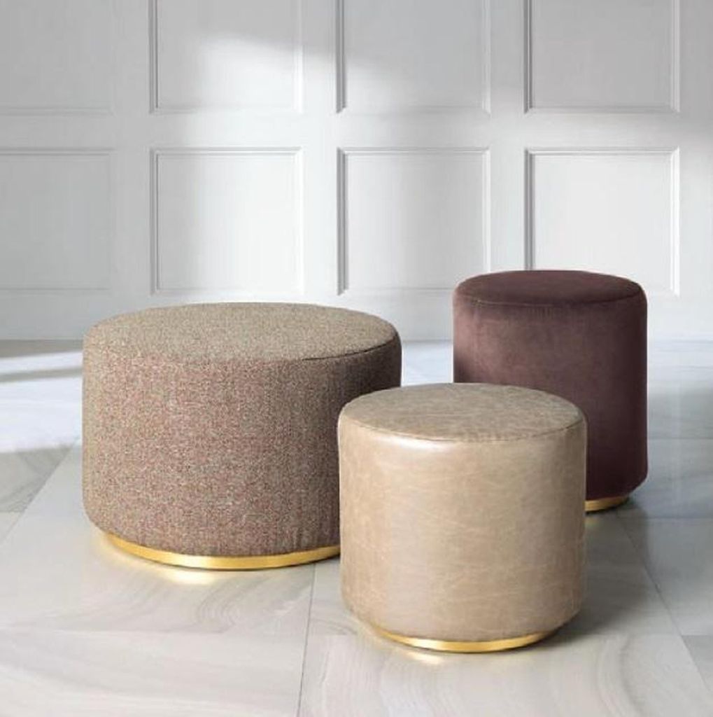 Hocker Sitzer Hochwertiger Sitzhocker mit Samtbezug Samt Schlafzimmer Stoff Rund