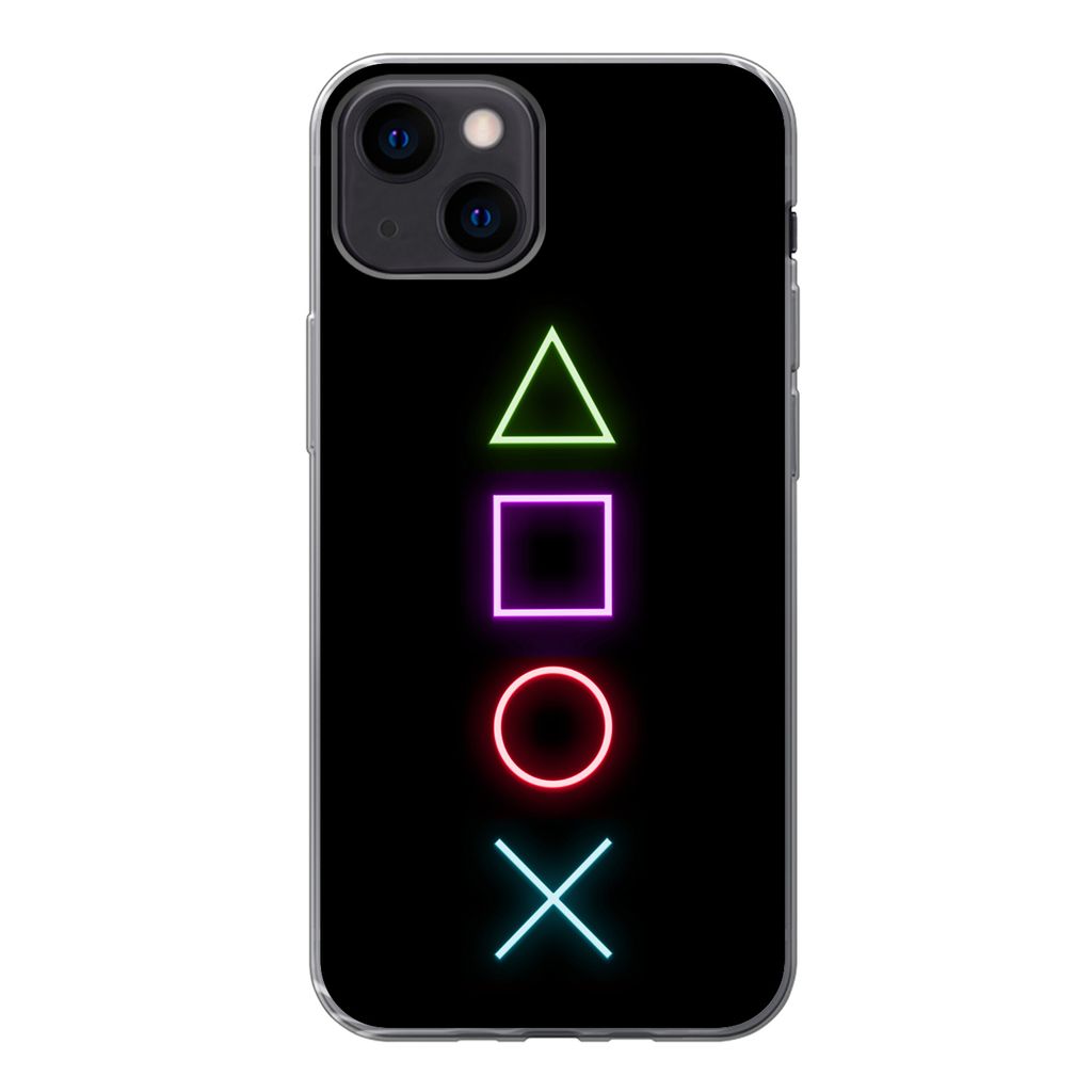 MuchoWow Handyhülle Schutzhülle Hülle für iPhone 13 mini Gaming - Neon - Konsole - Schwarz - Controller - Gaming Silikon Softcase Handy Hüll...