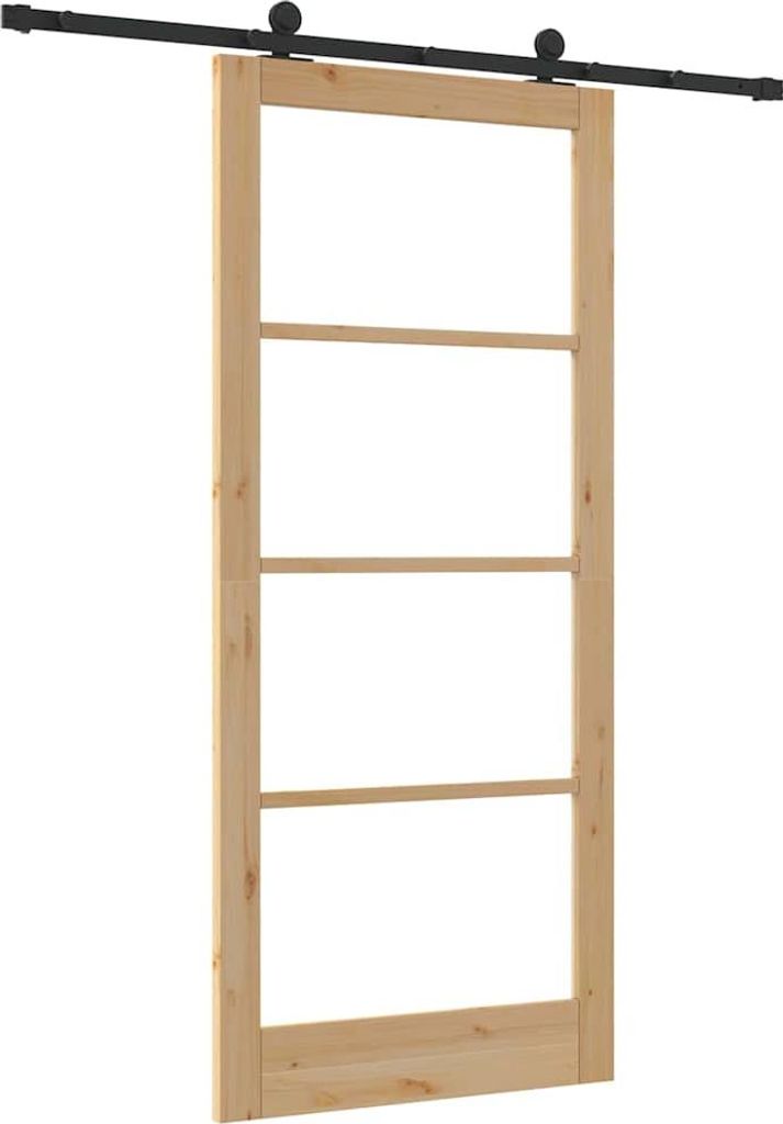 vidaXL Schiebetür ORKDAL Natürlich und Schwarz 93 x 211 cm