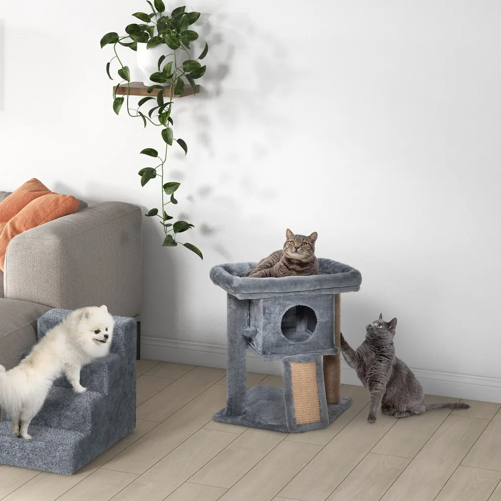 Arbre à chat compact pour appartement avec niche et griffoir résistant - 11