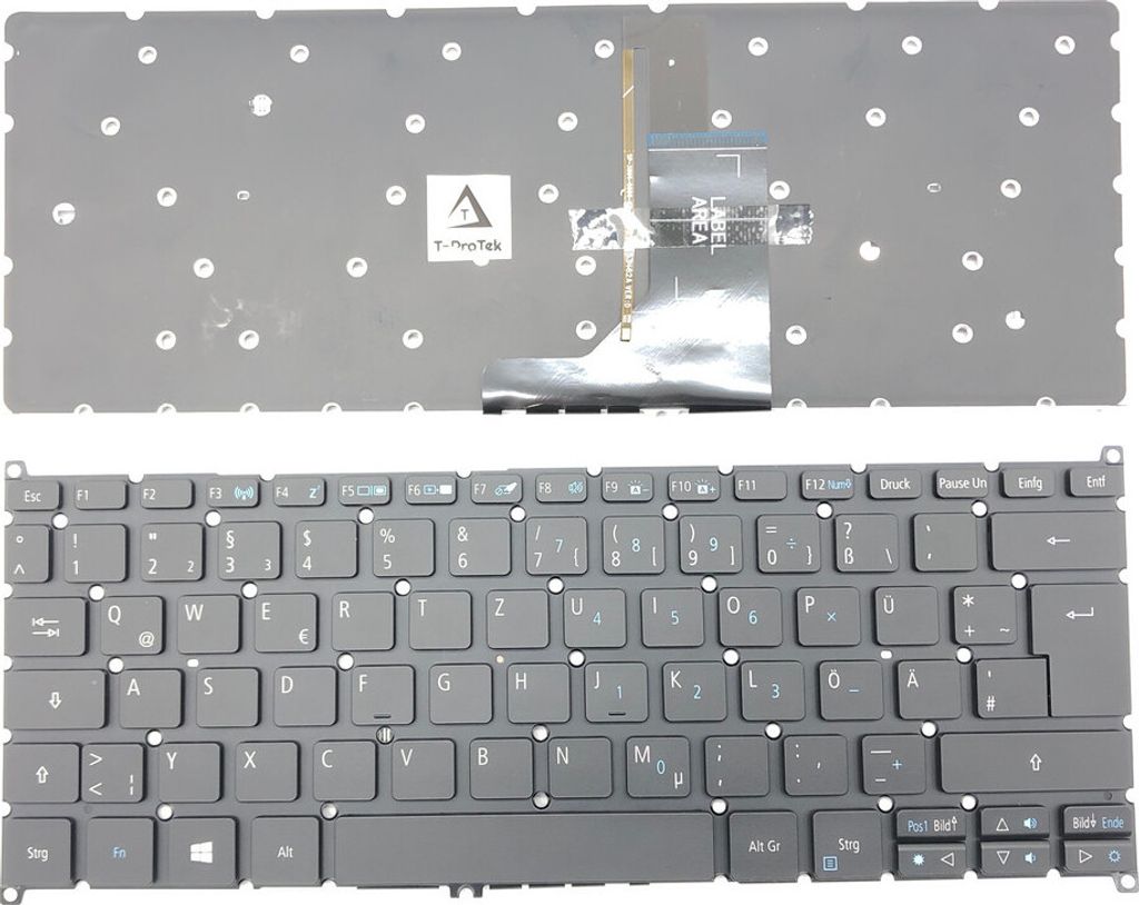DEUTSCHE - Tastatur Keyboard Schwarz mit Beleuchtung kompatibel für Acer Spin 5 (SP513-51-51D9)