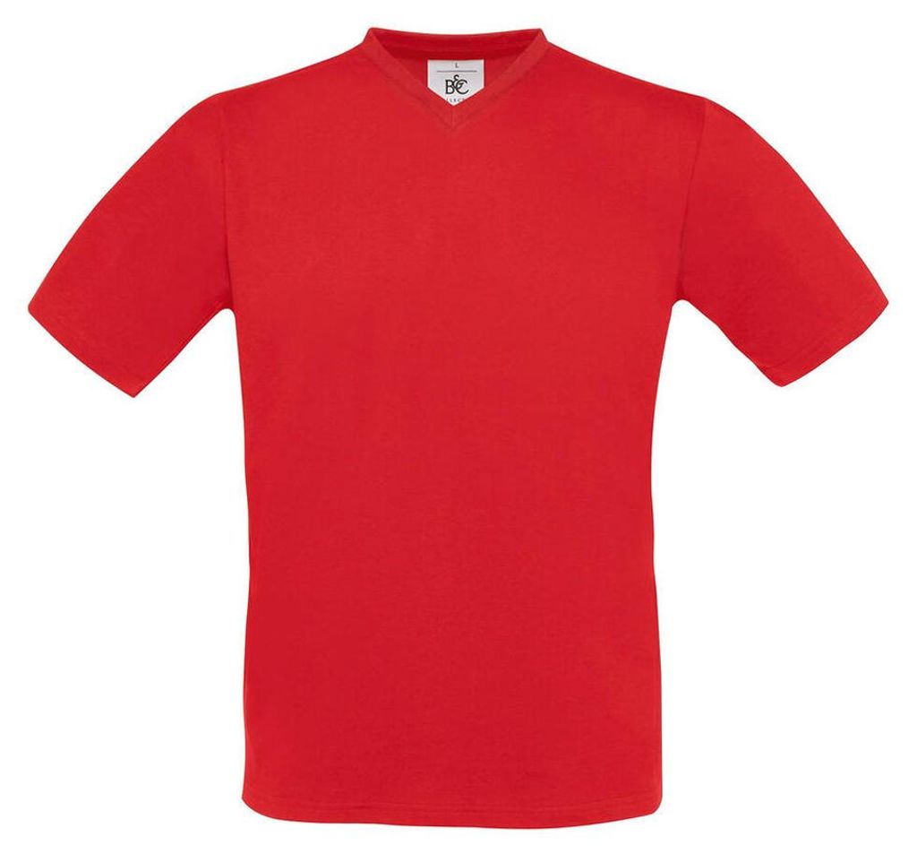 B&C - "Exact" T-Shirt V-Ausschnitt für Herren FK3129 (XL) (Rot)